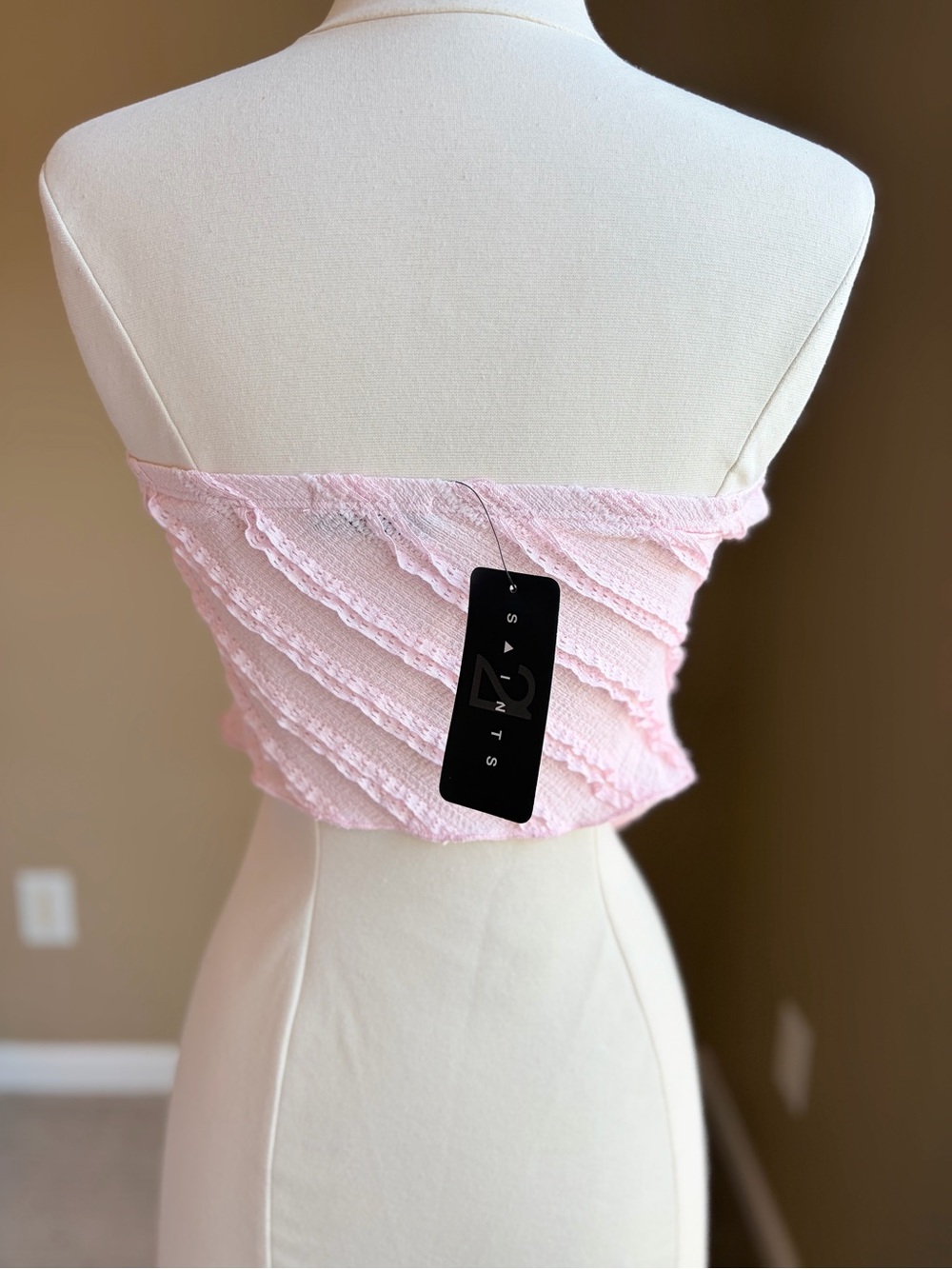 21 Saints Pink Textured Asymmetrical Bandana Top-Medium NWT Coquette Y2K Fairy - Picture 3 of 6